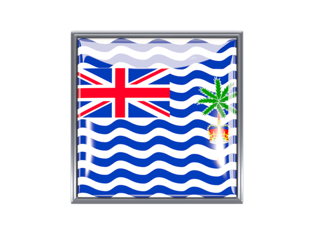 Квадратная иконка с металлической рамкой. Скачать флаг. Британская территория в Индийском океане