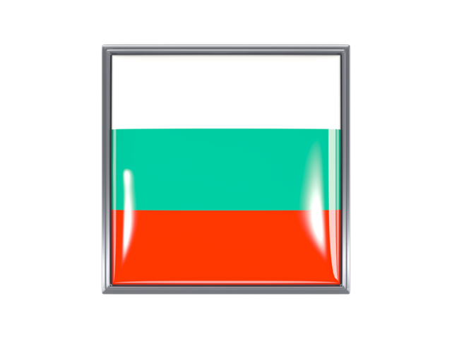 Metal framed square icon. Download flag icon of Bulgaria at PNG format