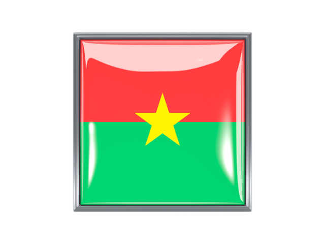 Metal framed square icon. Download flag icon of Burkina Faso at PNG format