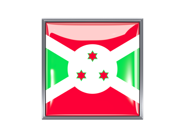 Metal framed square icon. Download flag icon of Burundi at PNG format