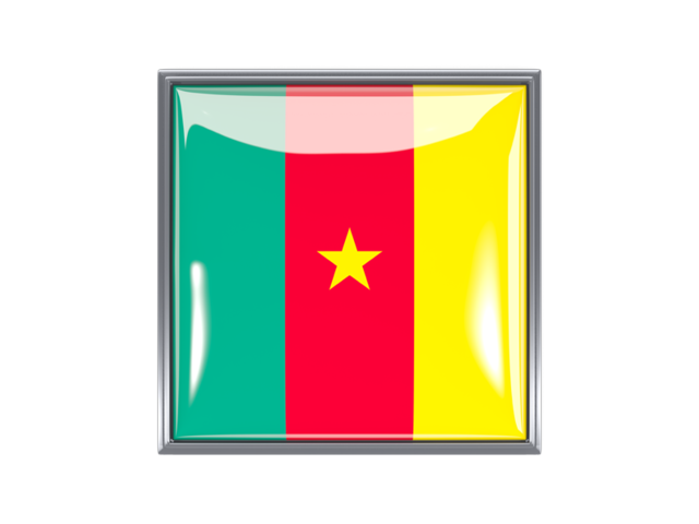 Metal framed square icon. Download flag icon of Cameroon at PNG format