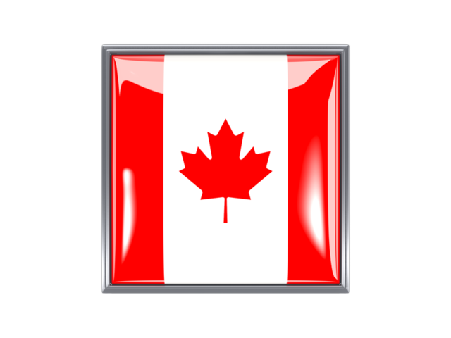 Квадратная иконка с металлической рамкой. Скачать флаг. Канада