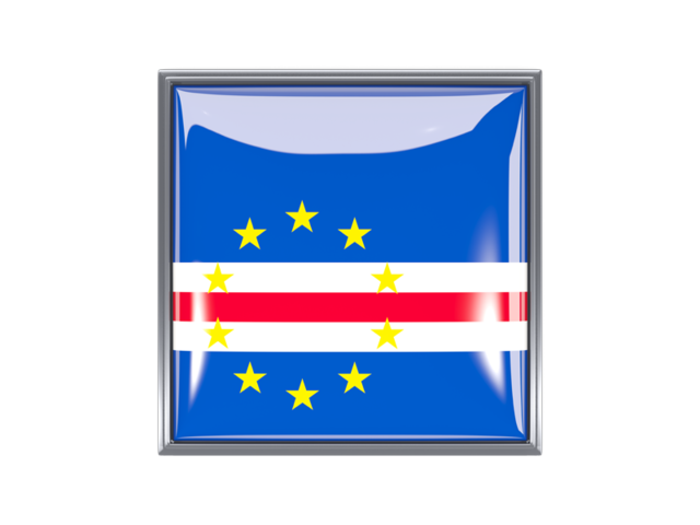 Metal framed square icon. Download flag icon of Cape Verde at PNG format