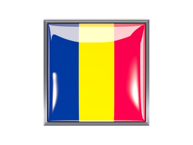 Metal framed square icon. Download flag icon of Chad at PNG format