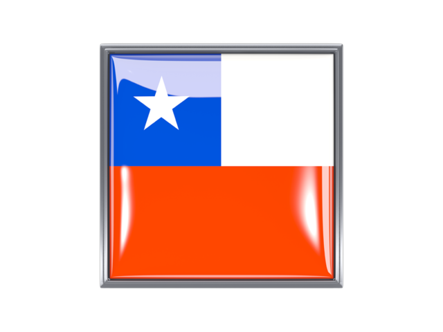 Metal framed square icon. Download flag icon of Chile at PNG format