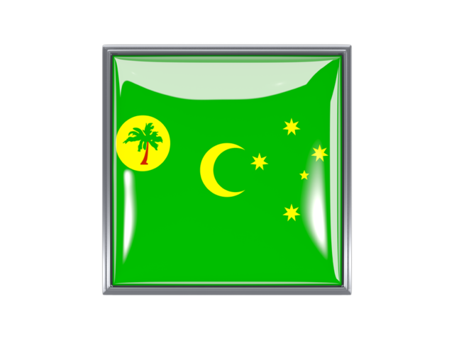 Metal framed square icon. Download flag icon of Cocos Islands at PNG format
