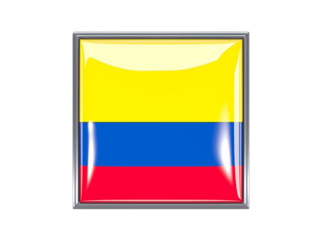 Квадратная иконка с металлической рамкой. Скачать флаг. Колумбия