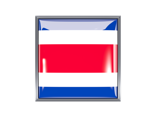 Квадратная иконка с металлической рамкой. Скачать флаг. Коста-Рика