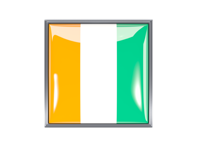 Metal framed square icon. Download flag icon of Cote d'Ivoire at PNG format