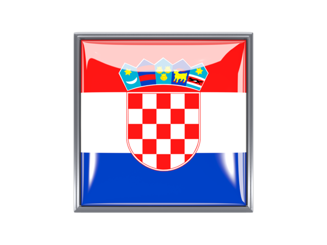 Metal framed square icon. Download flag icon of Croatia at PNG format