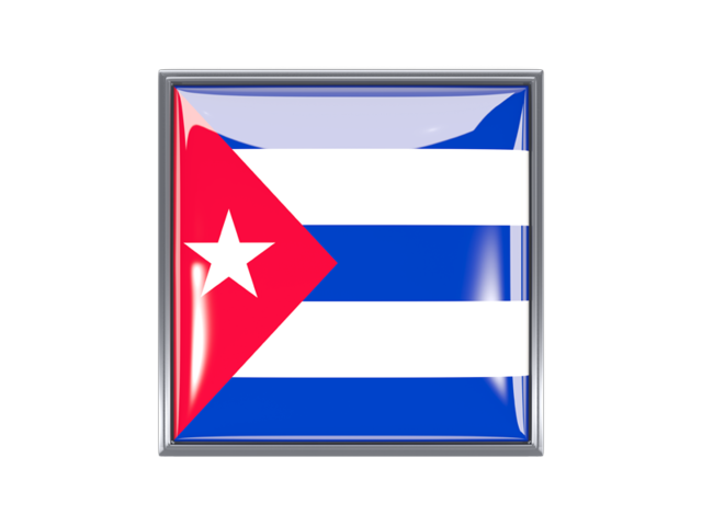 Metal framed square icon. Download flag icon of Cuba at PNG format