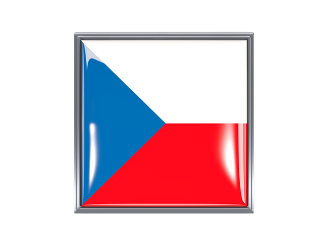 Metal framed square icon. Download flag icon of Czech Republic at PNG format