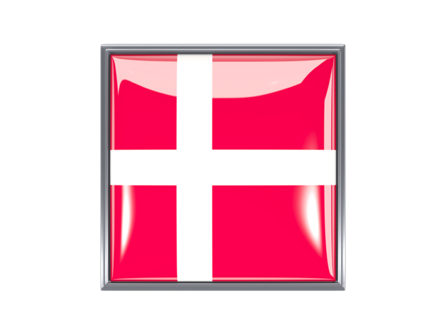 Metal framed square icon. Download flag icon of Denmark at PNG format