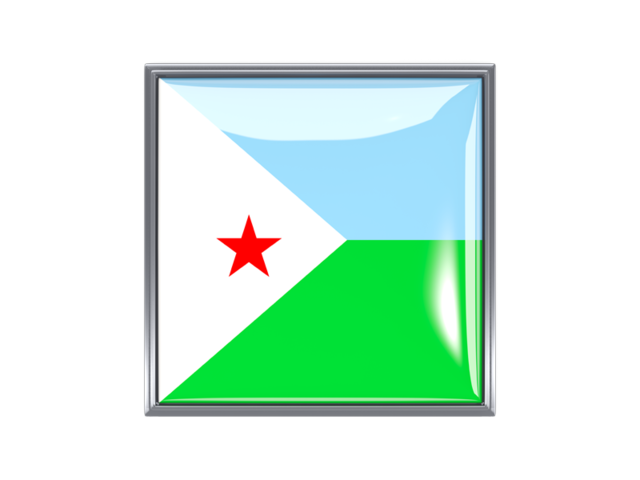 Metal framed square icon. Download flag icon of Djibouti at PNG format