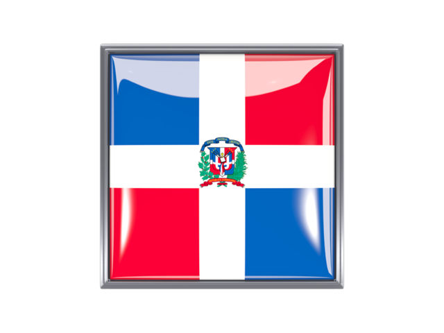 Metal framed square icon. Download flag icon of Dominican Republic at PNG format