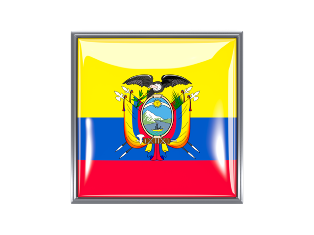 Metal framed square icon. Download flag icon of Ecuador at PNG format