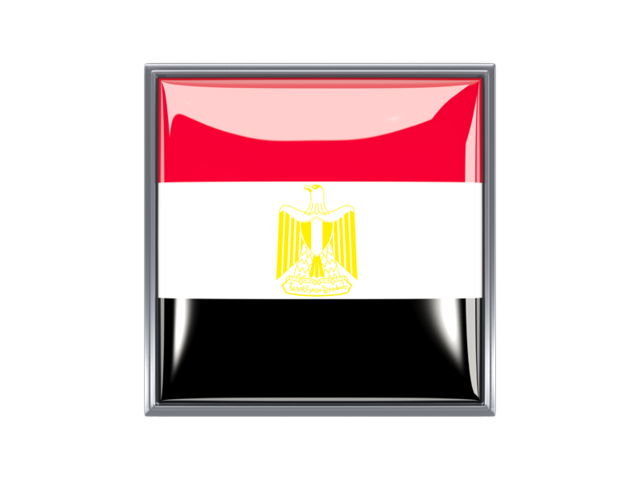 Metal framed square icon. Download flag icon of Egypt at PNG format