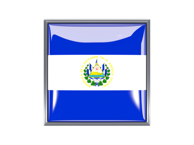 Квадратная иконка с металлической рамкой. Скачать флаг. Сальвадор