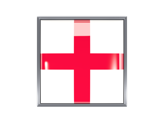 Metal framed square icon. Download flag icon of England at PNG format