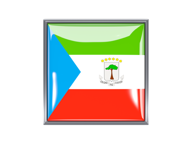 Metal framed square icon. Download flag icon of Equatorial Guinea at PNG format