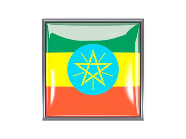 Metal framed square icon. Download flag icon of Ethiopia at PNG format