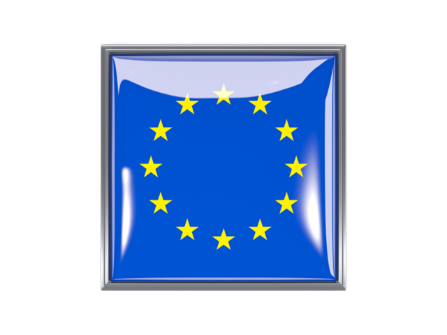 Квадратная иконка с металлической рамкой. Скачать флаг. Европейский союз