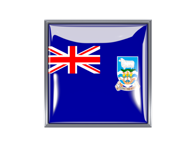Metal framed square icon. Download flag icon of Falkland Islands at PNG format