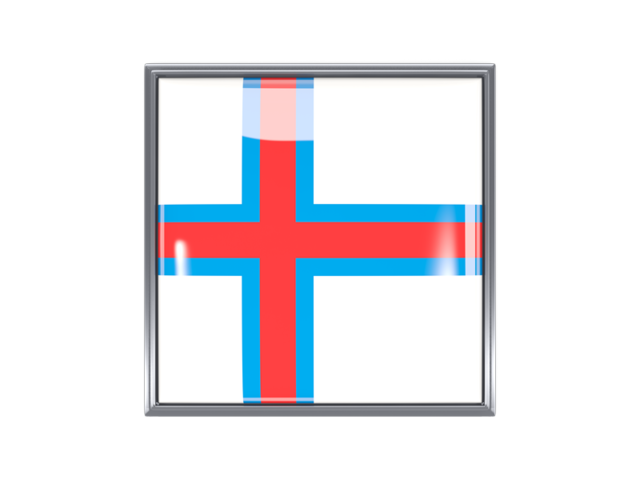 Metal framed square icon. Download flag icon of Faroe Islands at PNG format