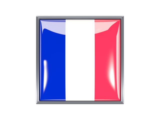 Metal framed square icon. Download flag icon of France at PNG format