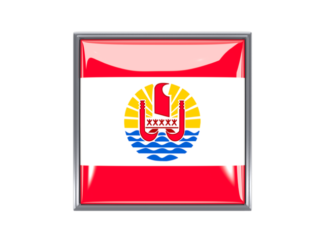 Metal framed square icon. Download flag icon of French Polynesia at PNG format