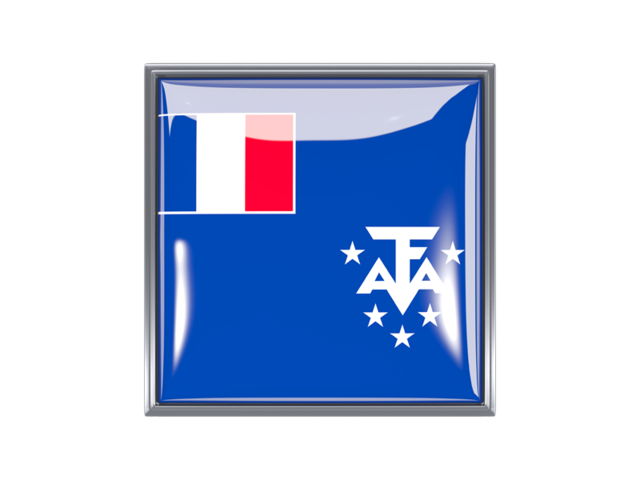 Metal framed square icon. Download flag icon of French Southern and Antarctic Lands at PNG format