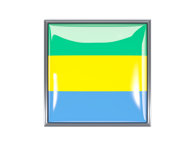 Metal framed square icon. Download flag icon of Gabon at PNG format