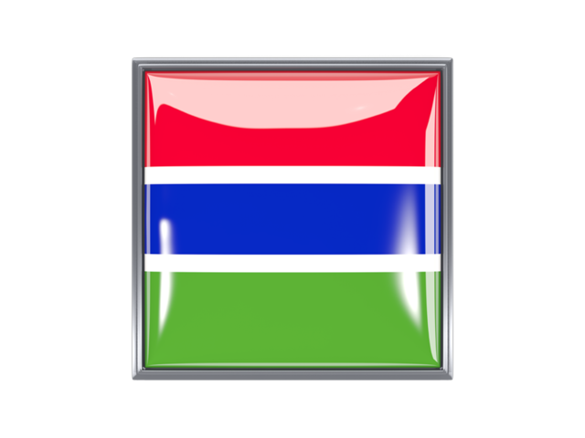 Квадратная иконка с металлической рамкой. Скачать флаг. Гамбия