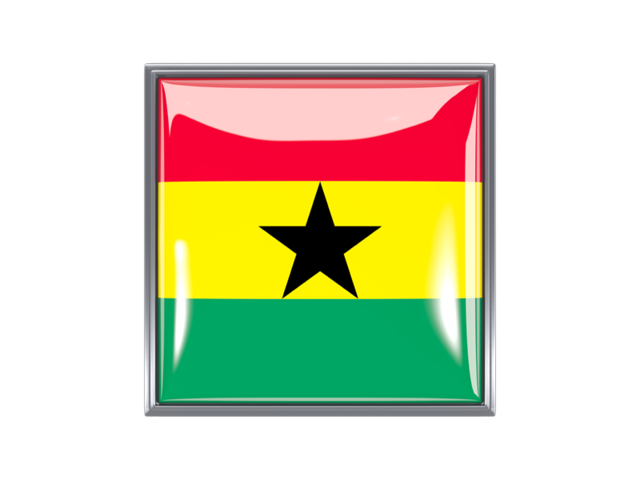 Metal framed square icon. Download flag icon of Ghana at PNG format