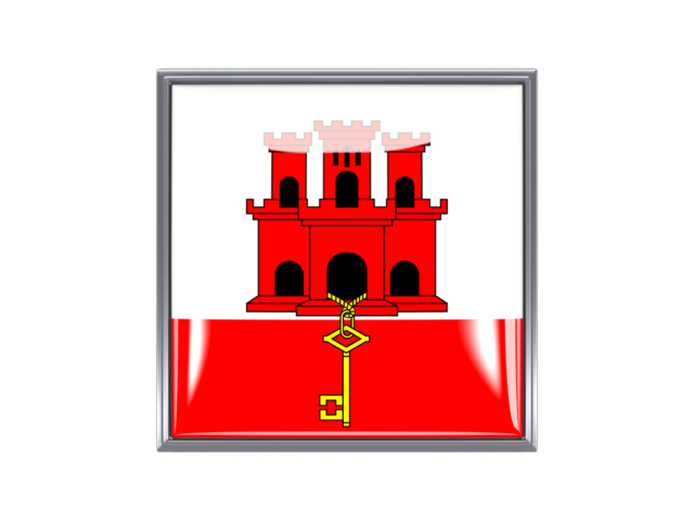 Квадратная иконка с металлической рамкой. Скачать флаг. Гибралтар