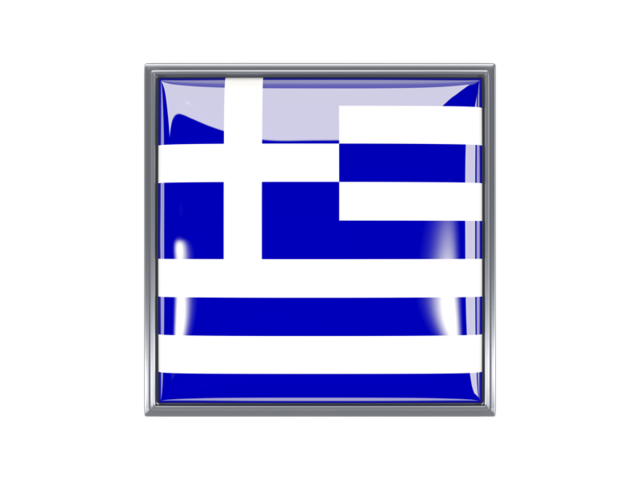 Metal framed square icon. Download flag icon of Greece at PNG format
