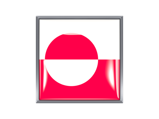 Metal framed square icon. Download flag icon of Greenland at PNG format