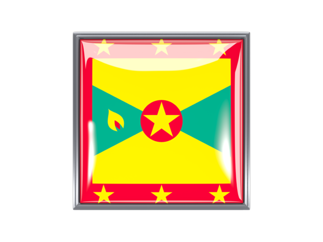 Metal framed square icon. Download flag icon of Grenada at PNG format