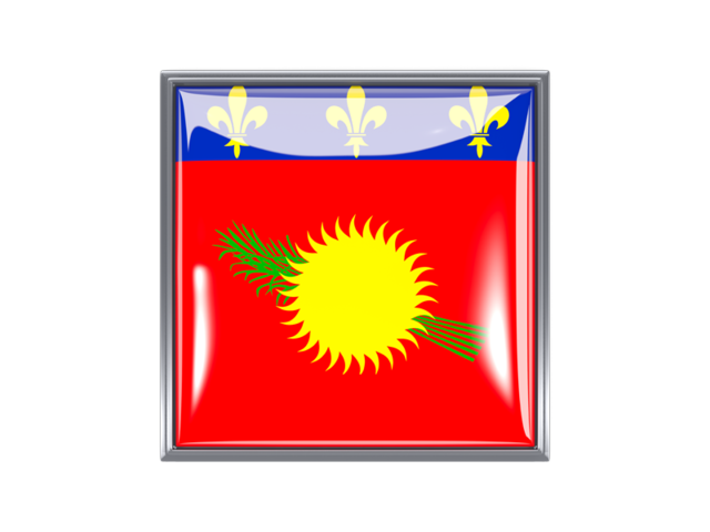 Metal framed square icon. Download flag icon of Guadeloupe at PNG format