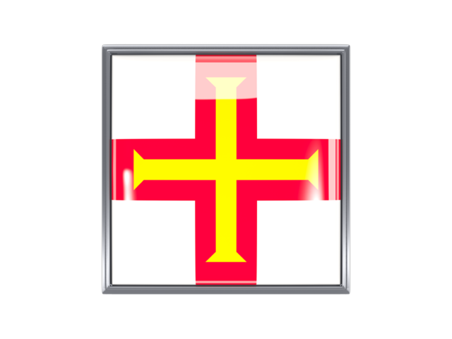 Metal framed square icon. Download flag icon of Guernsey at PNG format