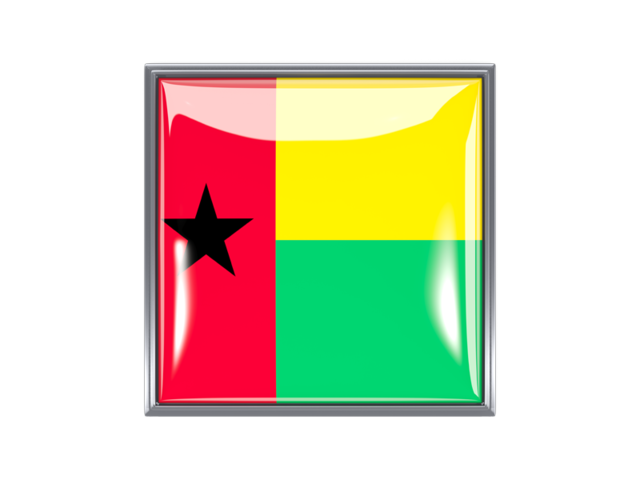 Квадратная иконка с металлической рамкой. Скачать флаг. Гвинея-Бисау