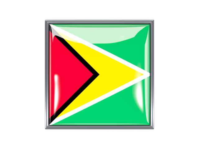Metal framed square icon. Download flag icon of Guyana at PNG format