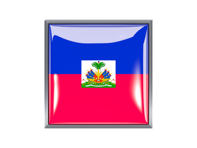 Metal framed square icon. Download flag icon of Haiti at PNG format