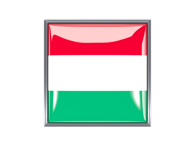 Metal framed square icon. Download flag icon of Hungary at PNG format