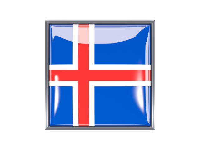 Metal framed square icon. Download flag icon of Iceland at PNG format
