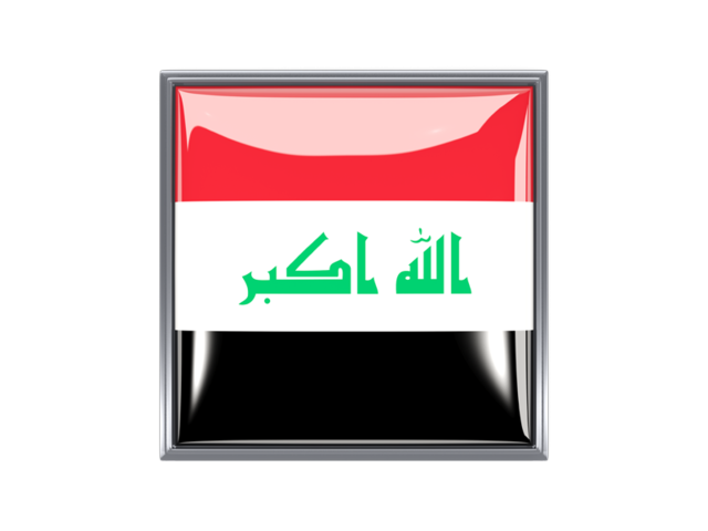 Metal framed square icon. Download flag icon of Iraq at PNG format