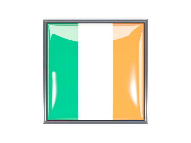 Metal framed square icon. Download flag icon of Ireland at PNG format