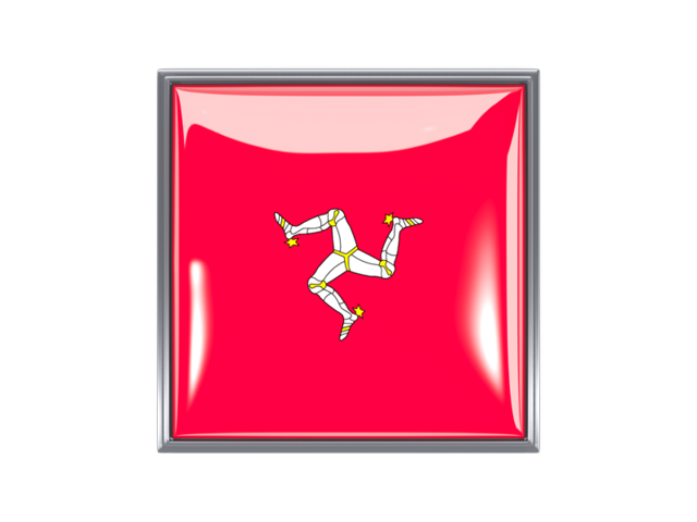 Metal framed square icon. Download flag icon of Isle of Man at PNG format