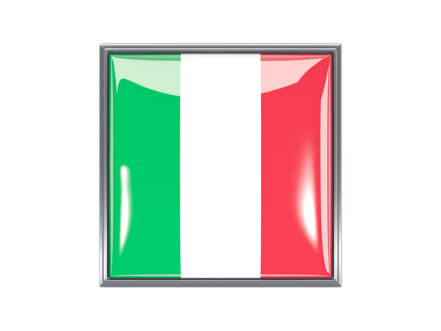 Квадратная иконка с металлической рамкой. Скачать флаг. Италия