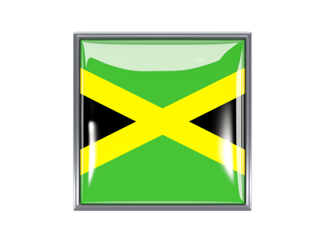 Квадратная иконка с металлической рамкой. Скачать флаг. Ямайка